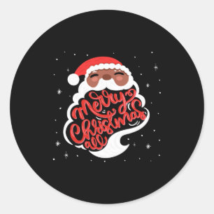 Svart tomte God jul alla småbarns t-shirt Runt Klistermärke