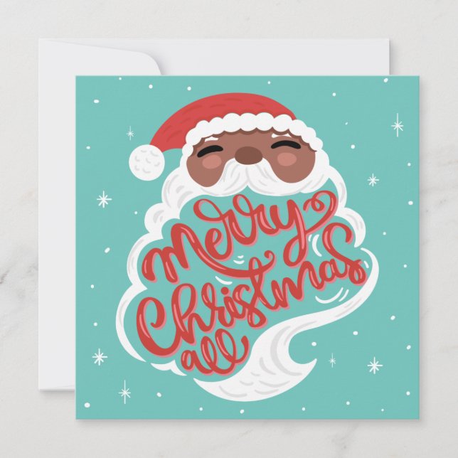 Svart Tomte | God Jul Alla | Turkos Blå Julkort (Framsida)