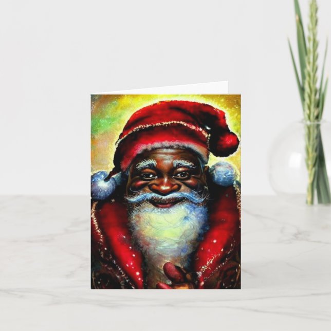 Svart tomte julduk kort (Framsida)