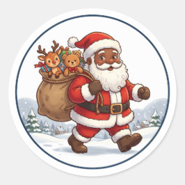 Svart tomte julpåse ren ornament runt klistermärke