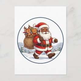 Svart tomte julpåse ren ornament vykort