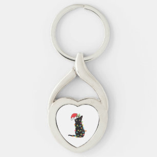 Svart tomte-klämman i Ljus Twisted Heart Silverfärgad Nyckelring