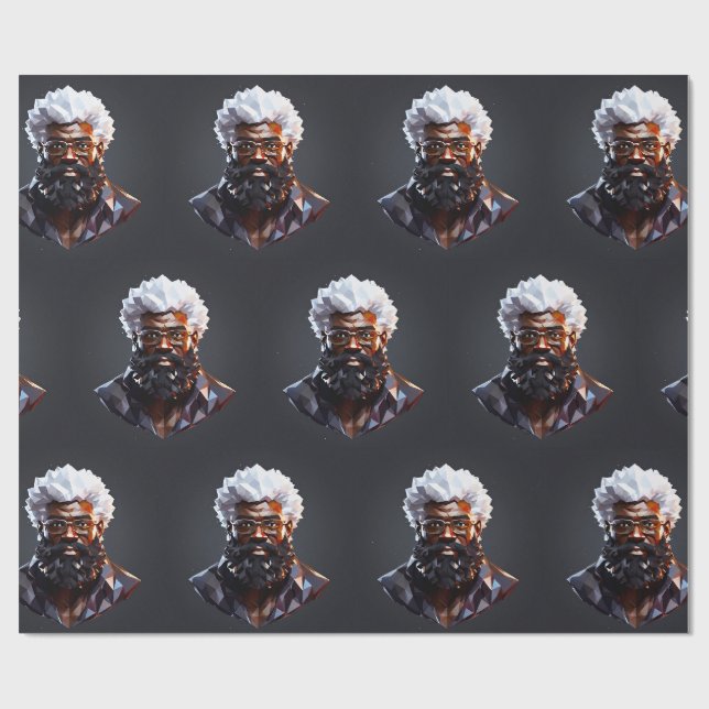 Svart Tomte Melanin Jul 3D St. Nick Presentpapper (Platt)