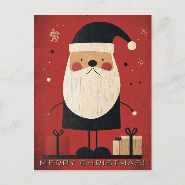 Svart tomte och julklappar vykort (Framsida)