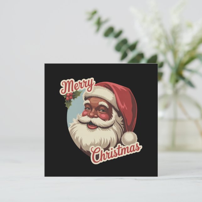 Svart tomte Retro jul Retro högtid  Julkort (Stående Fram)