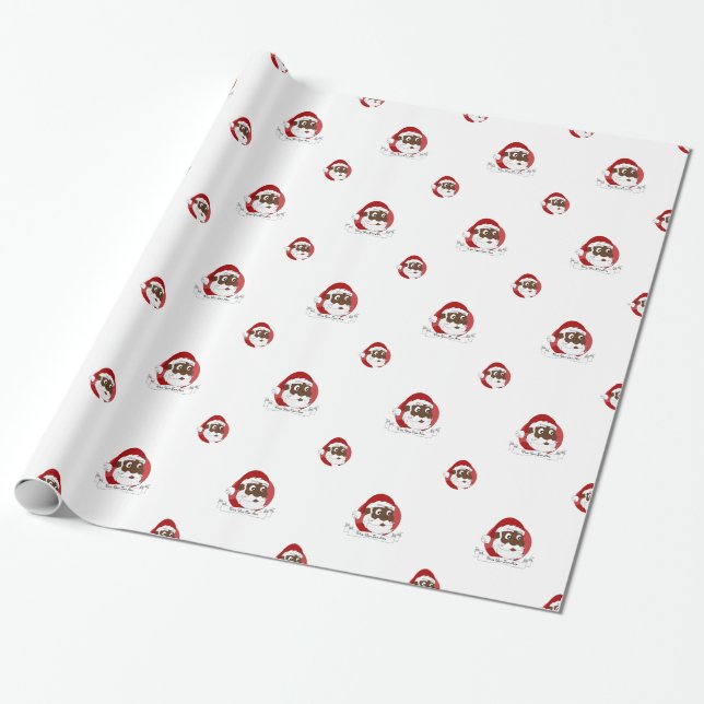 Svart tomte tecknad film presentpapper (Utrullad)