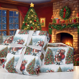 Svart tomten i Snö Julgran och gåvor Presentpapper