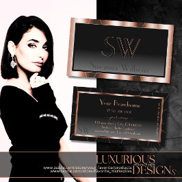 Svart toning för Luxury Ro Chic med Monogram Visitkort