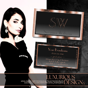 Svart toning för Luxury Ro Chic med Monogram Visitkort