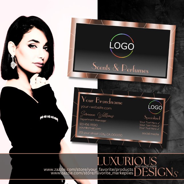 Svart toning för Luxury Ro Coola Guld med Logotyp Visitkort (Skapare uppladdad)