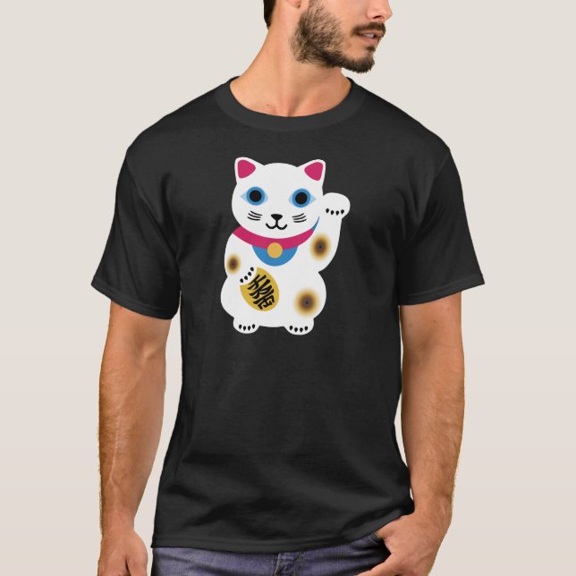 Svart toppen gullig lycklig kattskjorta tee shirt (Framsida)