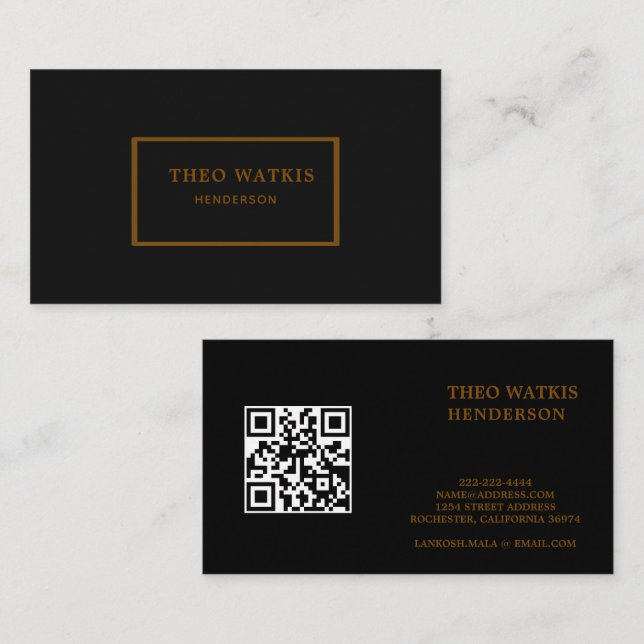 Svart torskredigering i guld visitkort (Fram/baksida)