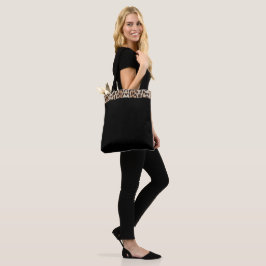 Svart tote Bag med Leopard Skriv ut Tygkasse