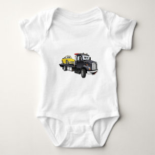 Svart Tow Lastbil-plattad Tecknad Tee Shirt
