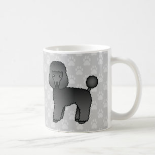 Svart Toy Poodle Hund Cartoons På Grå Färg Kaffemugg