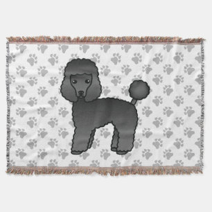 Svart Toy Poodle Söt Tecknad Hund Filt