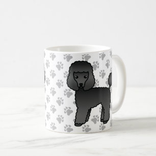 Svart Toy Poodle Söt Tecknad Hund Kaffemugg
