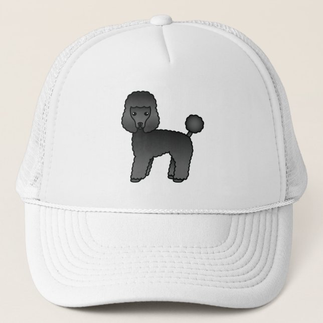 Svart Toy Poodle Söt Tecknad Hund Keps (Framsida)