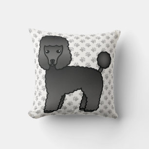 Svart Toy Poodle Söt Tecknad Hund Kudde