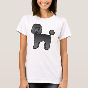 Svart Toy Poodle Söt Tecknad Hund T Shirt