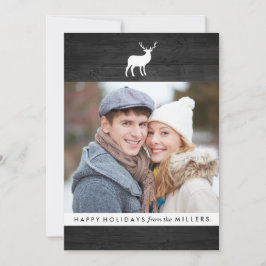 Svart trä och vit stämpel | Helgdag-fotokort Julkort