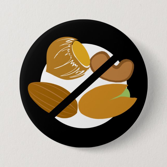 Svart Träd Nöt gratis Nöt Allergy Kids Knapp (Framsida)