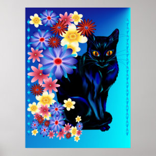 Svart trädgårds- kattungeaffisch poster