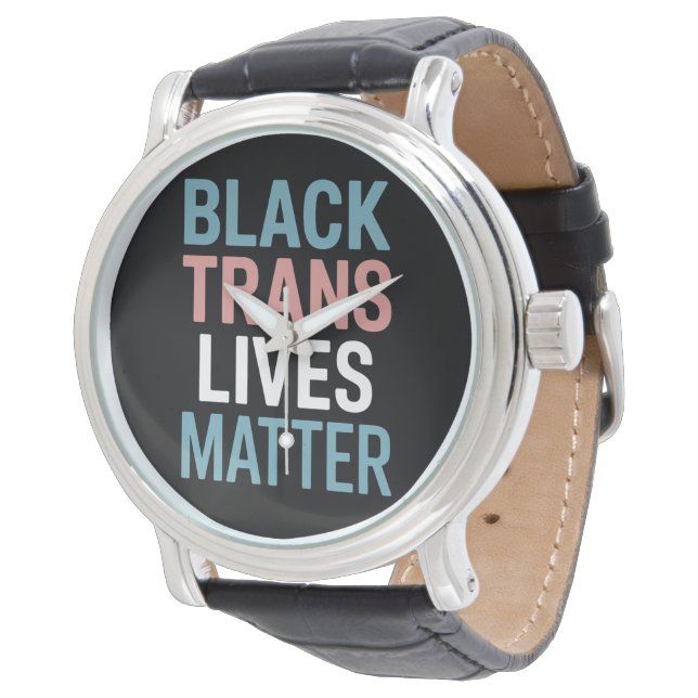 Svart Trans HGBTQ Support Lives Matter Transgender Armbandsur (Vinklad)
