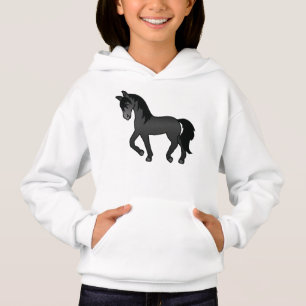 Svart Travande Häst Söt Tecknad Illustration T Shirt