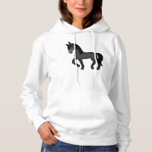 Svart Travhäst Söt Tecknad Illustration T Shirt