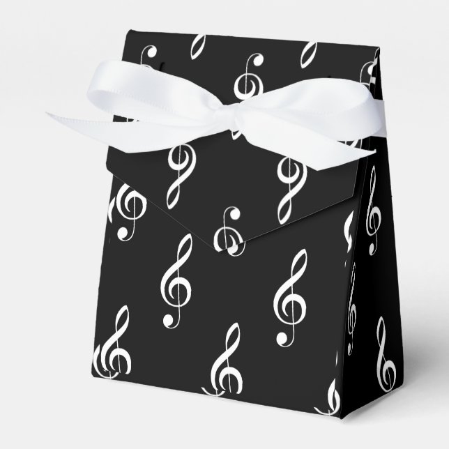 Svart treble Musical Favor Box II Black Presentaskar (Framsidan Sidan)