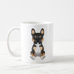 Svart trefärgad fransk bulldog / söt fransk bulldo kaffemugg