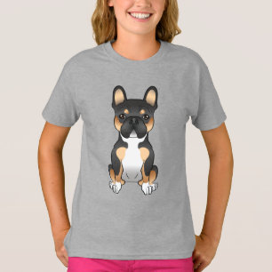 Svart trefärgad fransk bulldog / söt fransk bulldo t shirt