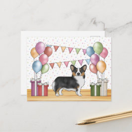 Svart trefärgad Pembroke Corgi hund Pastell Födels Vykort