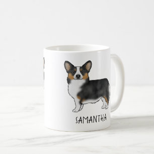 Svart trefärgad Pembroke Welsh Corgi anpassat namn Kaffemugg