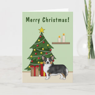 Svart trefärgad Pembroke Welsh Corgi julgran Kort