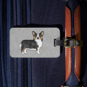 Svart trefärgad Pembroke Welsh Corgi Tecknad Hund Bagagebricka