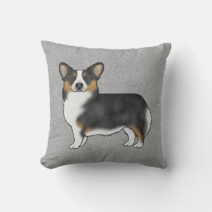Svart trefärgad Pembroke Welsh Corgi Tecknad Hund Kudde
