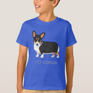 Svart trefärgad Pembroke Welsh Corgi utan svans T Shirt