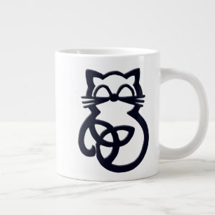 Svart trefoil keltisk katt stor stor mugge jumbo mugg
