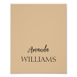 Svart Trendig Elegant förnamn efternamn | Tan Brow Fototryck