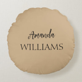 Svart Trendig Elegant förnamn efternamn | Tan Brow Rund Kudde