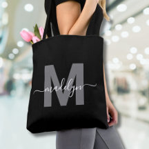 Svart Trendig Modernt Skript Namn Monogram