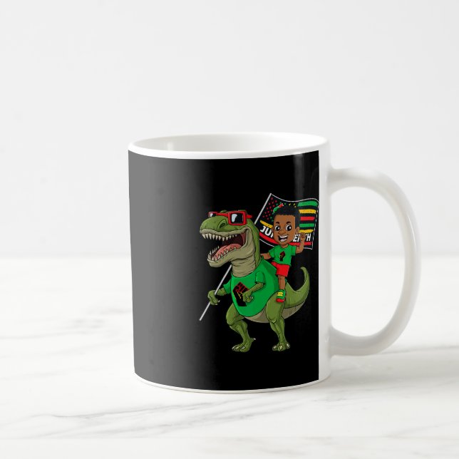 Svart, trettonde, Kung, Riding T Rex Dino Roligt B Kaffemugg (Höger)