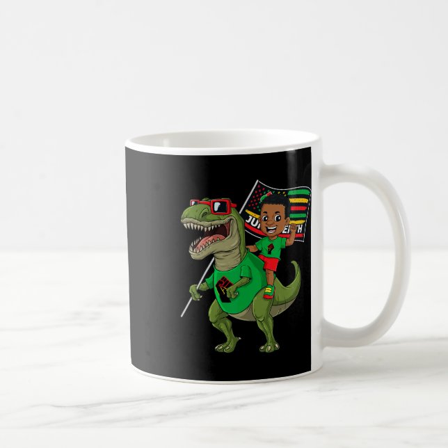 Svart, trettonde Svart, Kung Riding T Rex Dino Fun Kaffemugg (Höger)