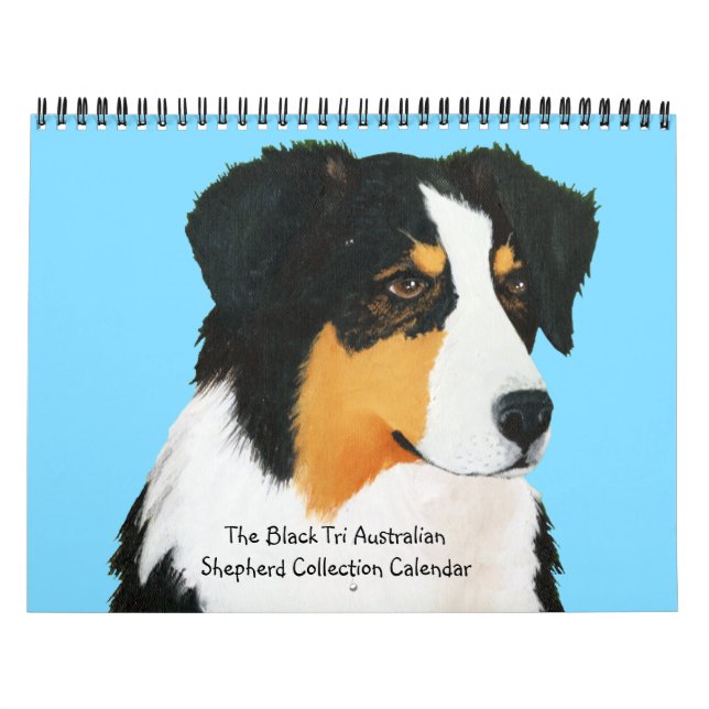 Svart Tri australian shepherdsamlingskalender Kalender (Omslag)