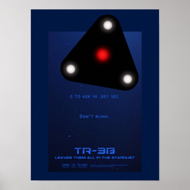 Svart triangel TR-3B UFO Poster (Framsidan)