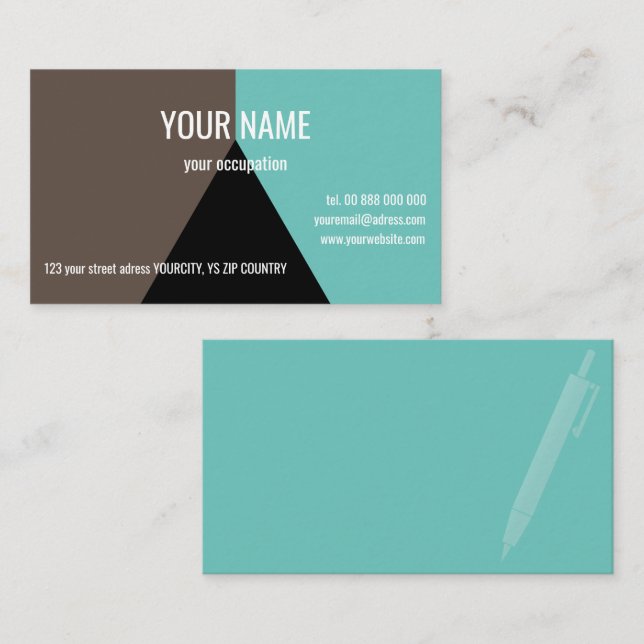 SVART TRIANGLE-Affärskort, 3,5 x 2,0 tum Visitkort (Fram/baksida)