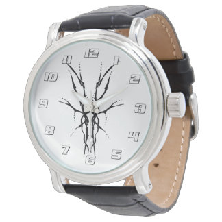 Svart Tribal Hjälm Skalle Jakt Design Armbandsur