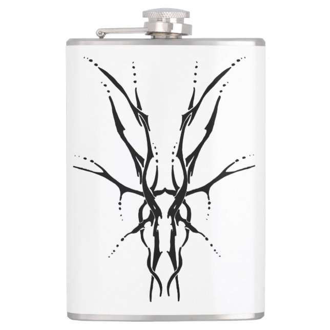 Svart Tribal Hjälm Skalle Jakt Design Fickplunta (Framsidan)